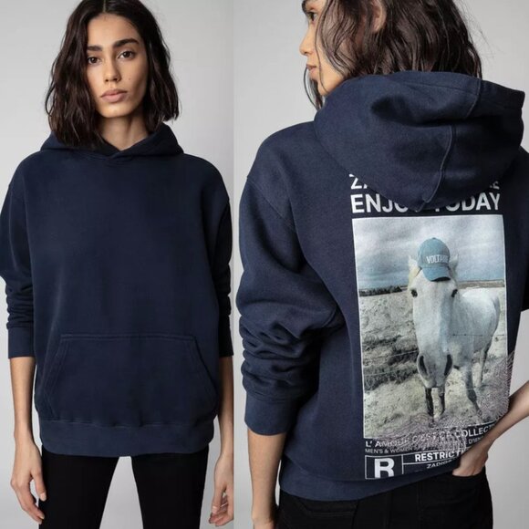 Zadig & Voltaire Spencer Compo Cheval Strass Hoodie - Picture 1 of 7